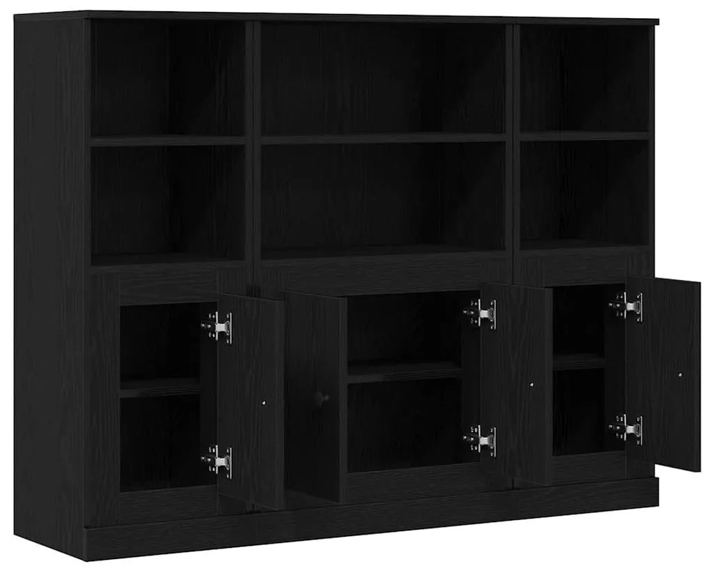 Armário Alto Carvalho Preto 132x35,5x103,5 cm Madeira de engenharia