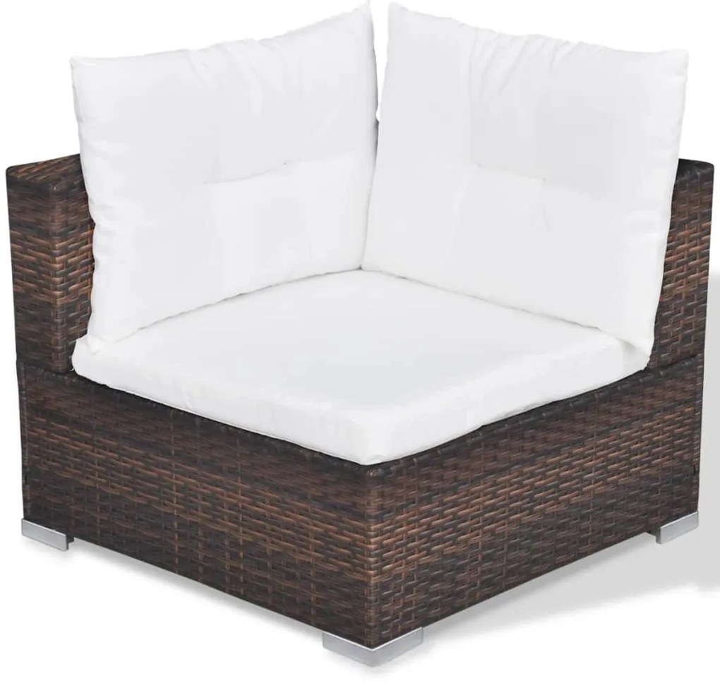 10 pcs conjunto lounge jardim c/ almofadões vime PE castanho