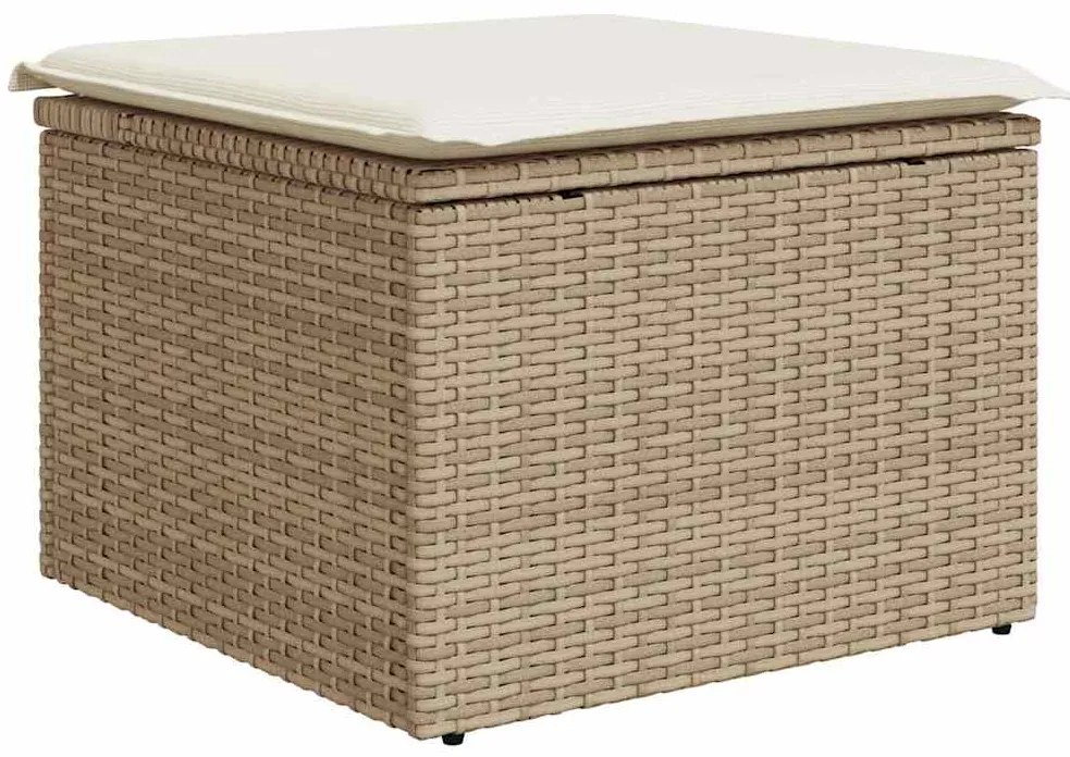 6 pcs conjunto de sofás p/ jardim com almofadões vime PE bege