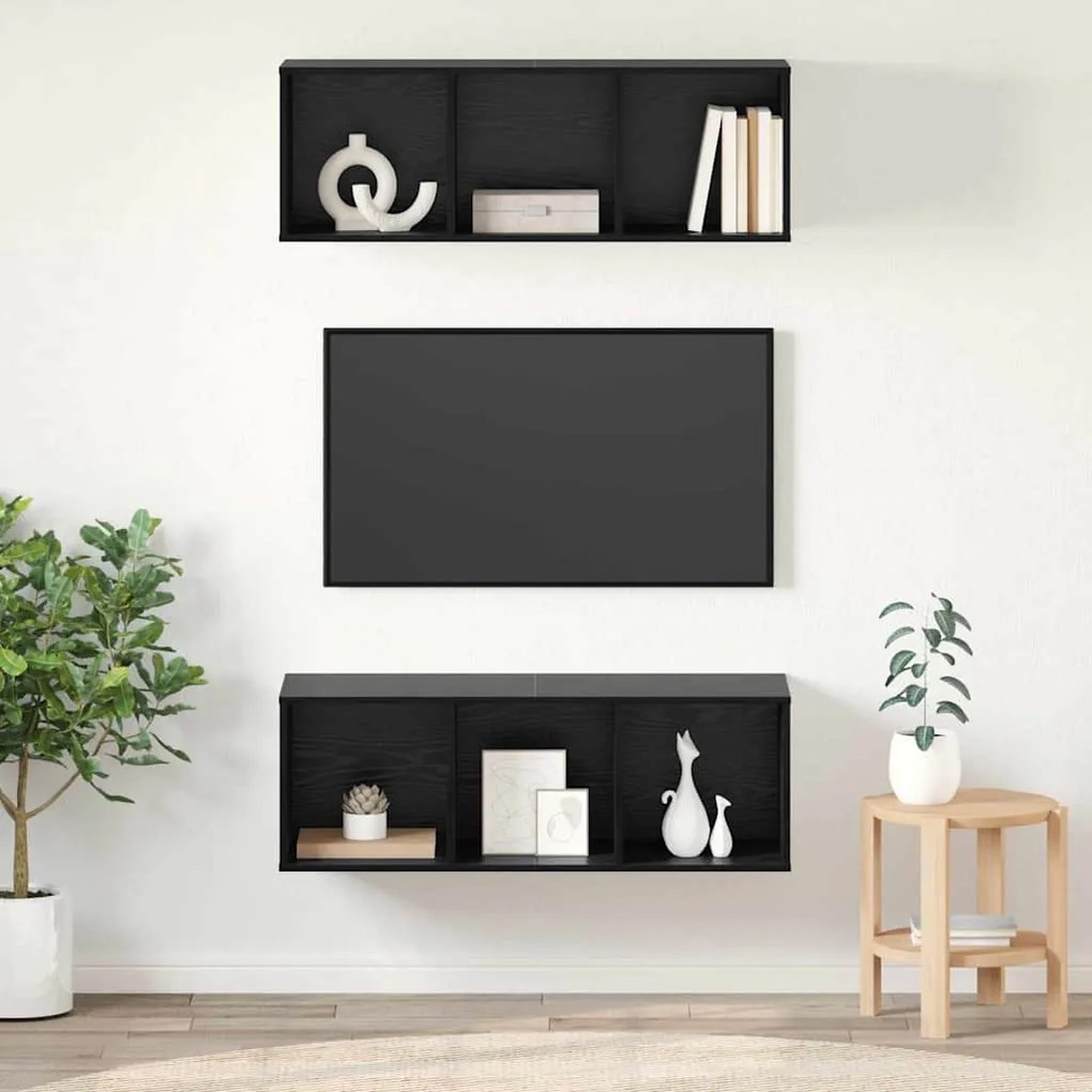 vidaXL Conjunto de móvel de TV 2 pcs Carvalho Preto 37 x 37 x 107 cm