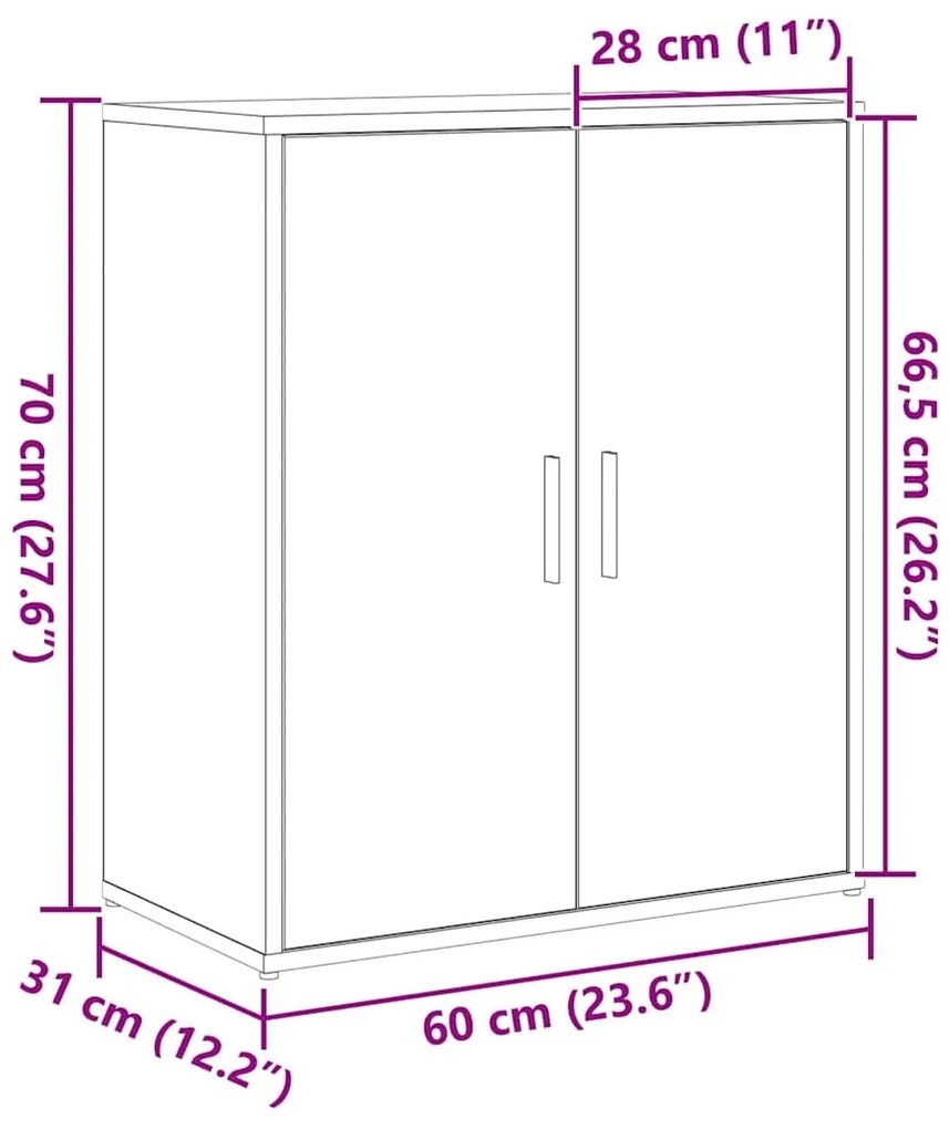Buffê com prateleira 2 pcs carvalho artisiano 60 x 31 x 70 cm