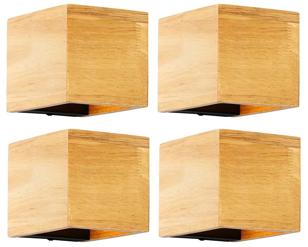 Conjunto de 4 Apliques Inteligentes em Madeira de Carvalho com Wifi G9 - Transfer