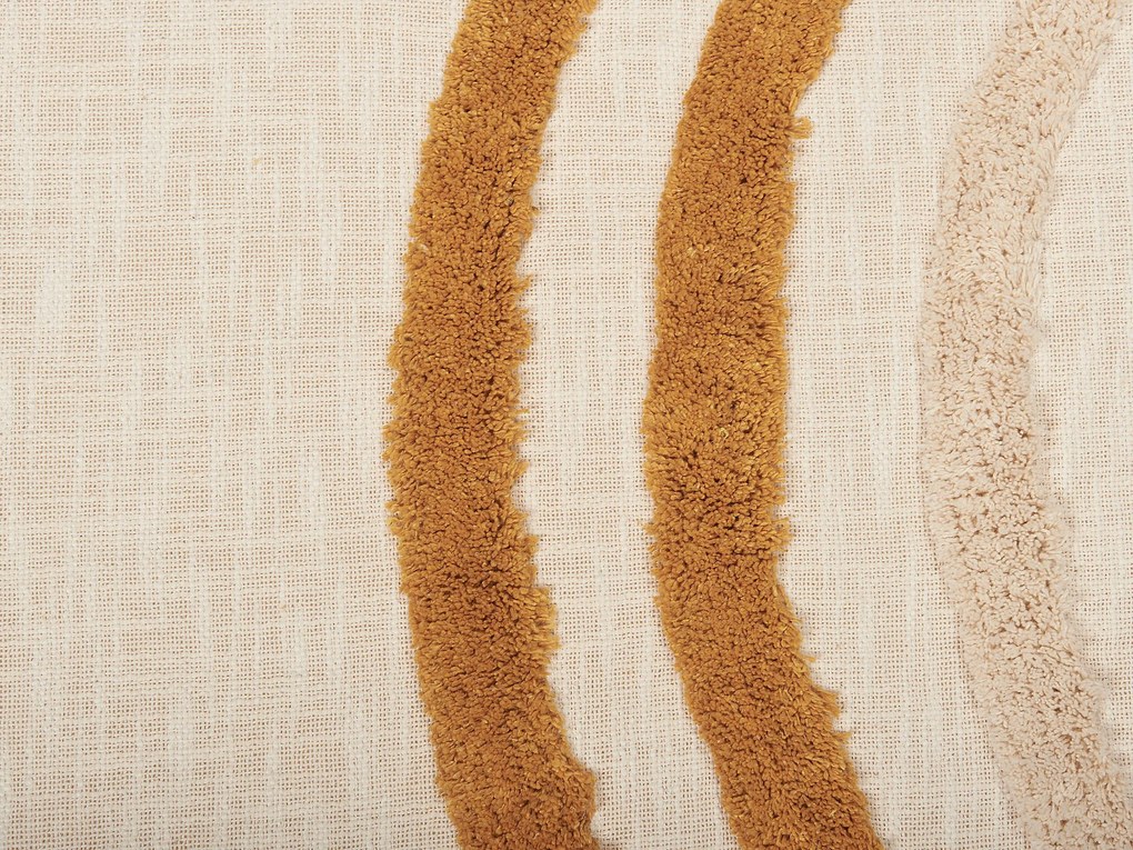 Manta decorativa em algodão creme e laranja 130 x 180 cm MATHURA Beliani