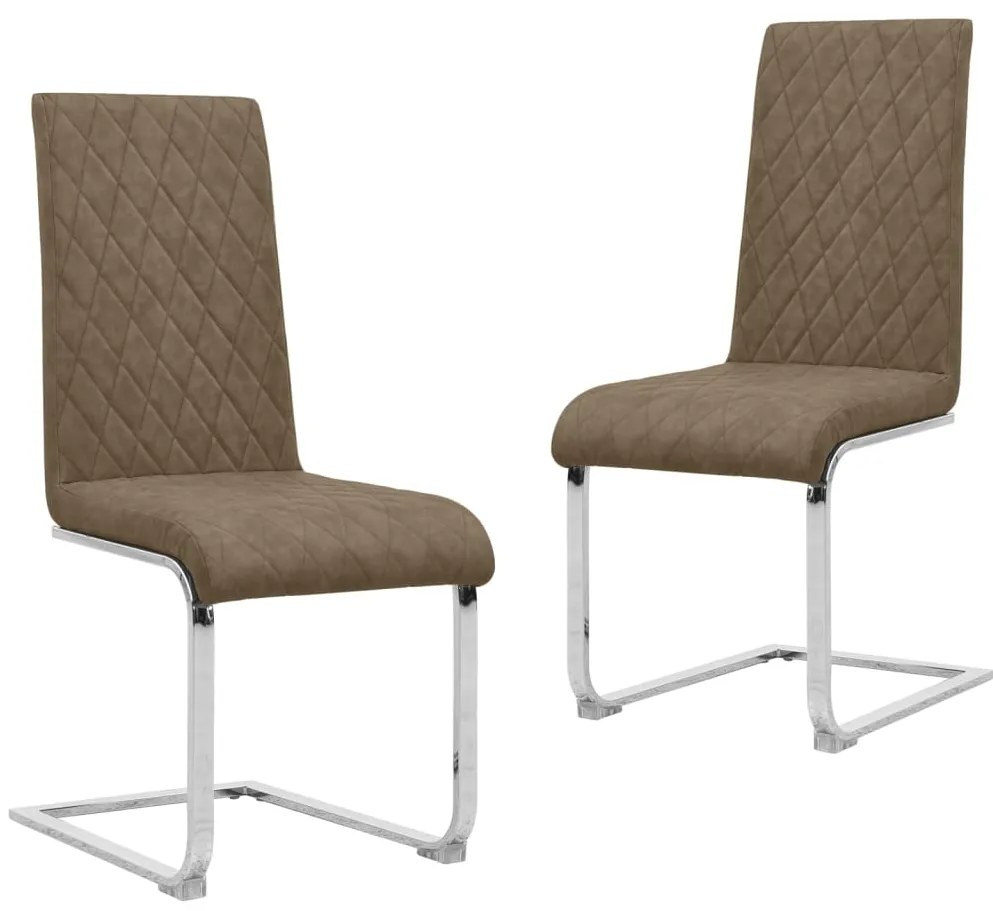 vidaXL Cadeiras de jantar cantilever 2 pcs couro artificial castanho