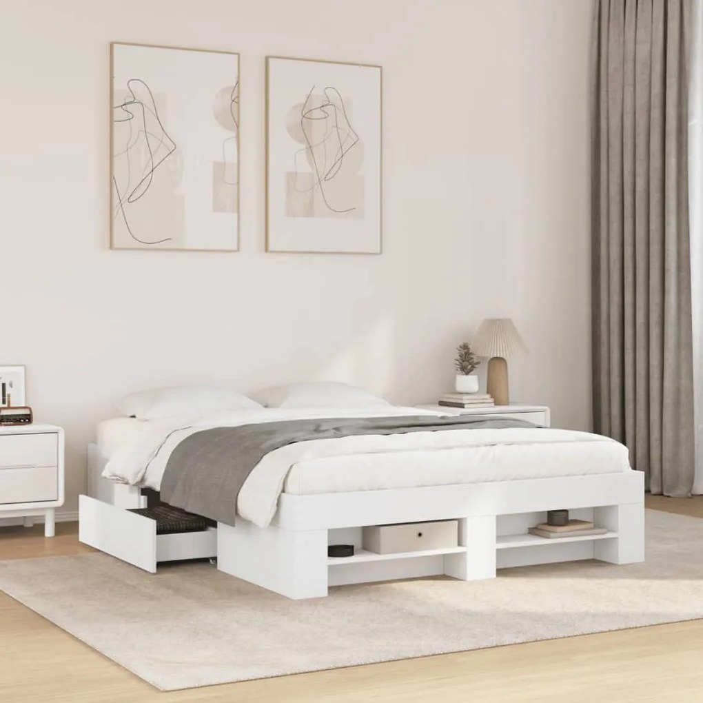 vidaXL Estrutura de cama 120x200 cm derivados de madeira branco