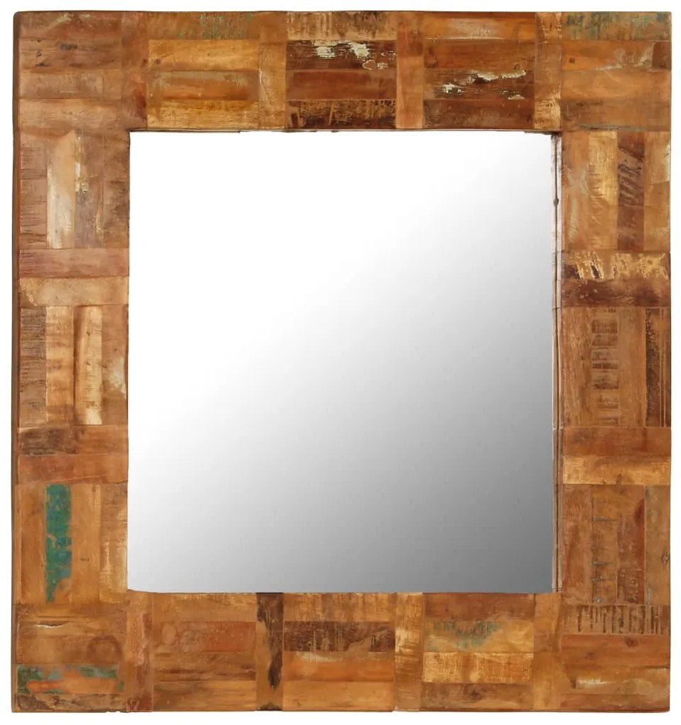 Espelho de parede em madeira recuperada maciça 60x60 cm
