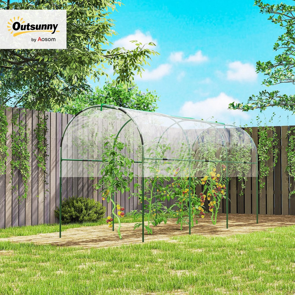 Estufa de jardim para tomates com 4 arcos de aço e lona de PVC, 4 x 1,2 x 1,7 m, verde