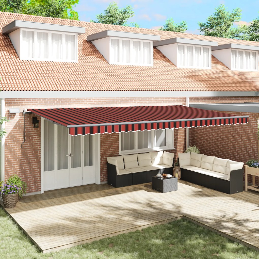 vidaXL Toldo Retrátil Manual com LED Laranja e Marrom 600x300 cm
