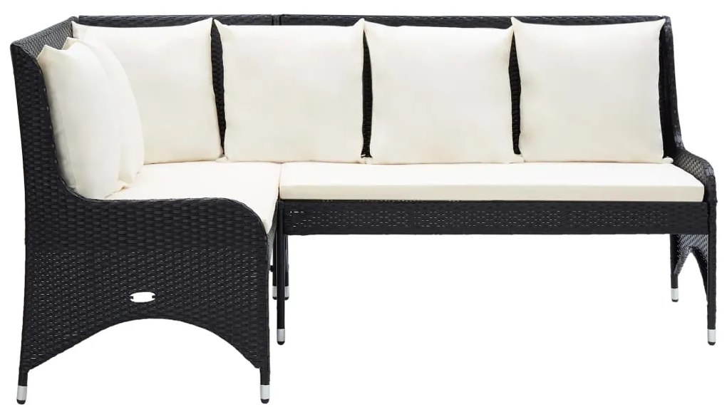Sofás de canto para jardim 2 pcs vime PE preto
