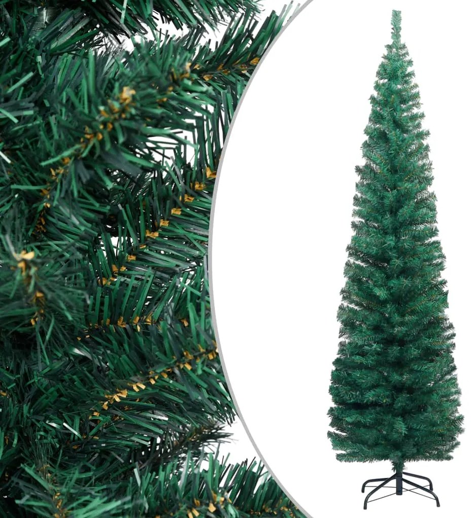 vidaXL Árvore de Natal artificial fina com suporte 240 cm PVC verde
