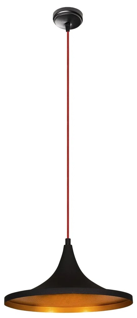 Chandelier Elmas – Preto e Vermelho – Diâmetro 35 cm, Altura 117 cm