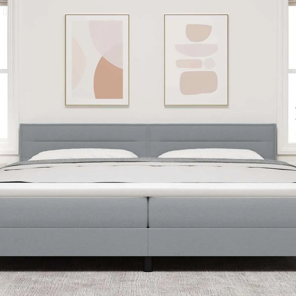 Cabeceira vidaXL Design Linhas Cinza Claro 200 cm Tecido