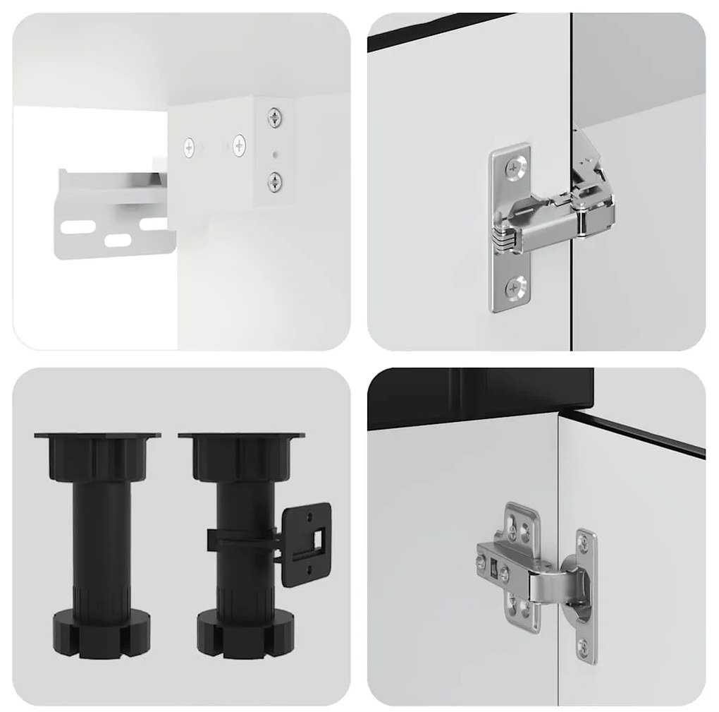 4 peças armário de cozinha conjunto Kalmar preto