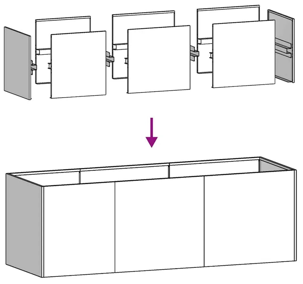 Vaso floreira 120x40x40 cm aço laminado a frio antracite