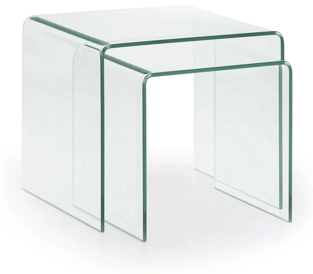 Kave Home - Set Burano de 2 mesas de encaixar de vidro