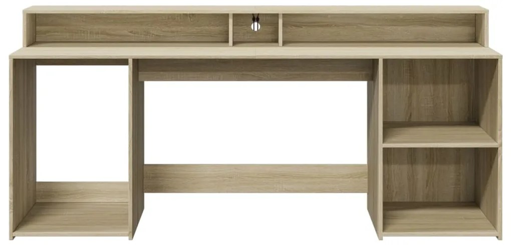 Secretária luzes LED 200x55x91cm deriv. madeira carvalho sonoma