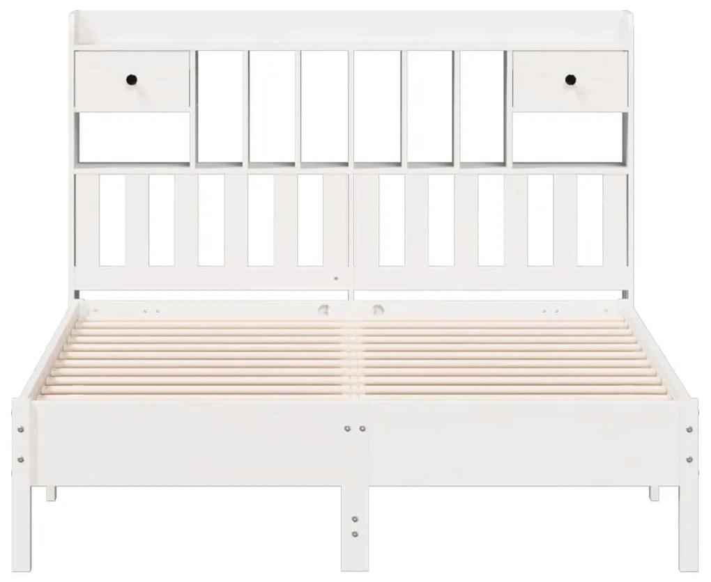 Cama com estante sem colchão 140x190 cm pinho maciço branco