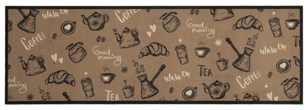 Tapete cozinha lavável 60x180 cm veludo padrão morning castanho
