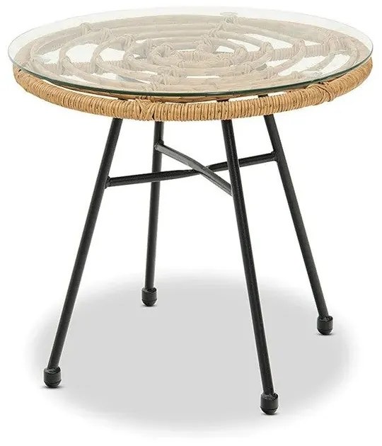 Mesa de Jantar/Apóio p/ Jardim DEWA – Apoio Ø45x46 cm – Metal, Ratán e