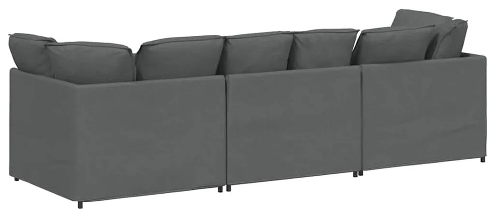 Sofá modular com almofadas tecido cinzento-escuro