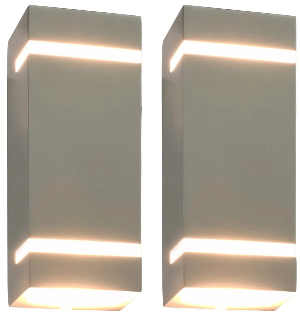 45651 vidaXL Candeeiros de parede exterior 2 pcs 35 W retangular prateado