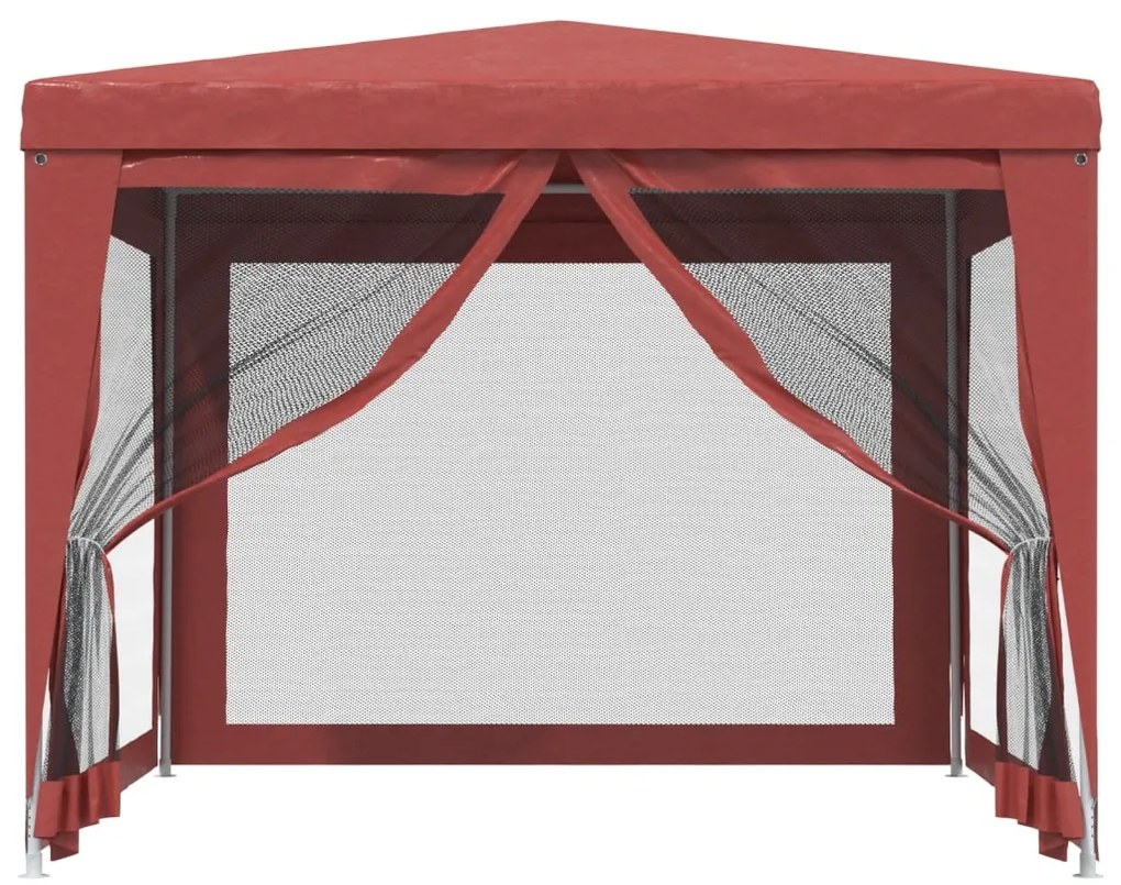 Tenda p/ festas c/ 4 paredes laterais rede 3x3 m PEAD vermelho