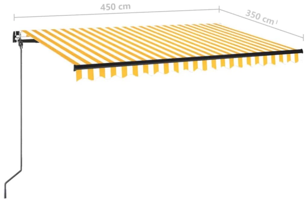 Toldo retrátil manual com LED 450x350 cm amarelo e branco