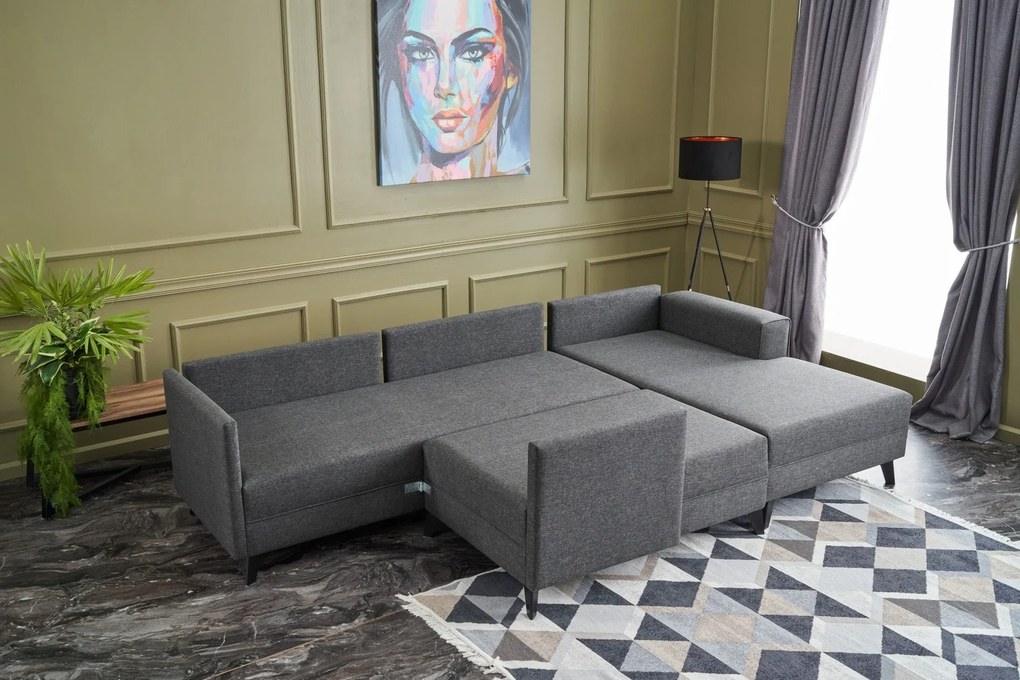 Sofá-Cama de Canto Efsun – Antracite – 300 x 78 x 202 cm