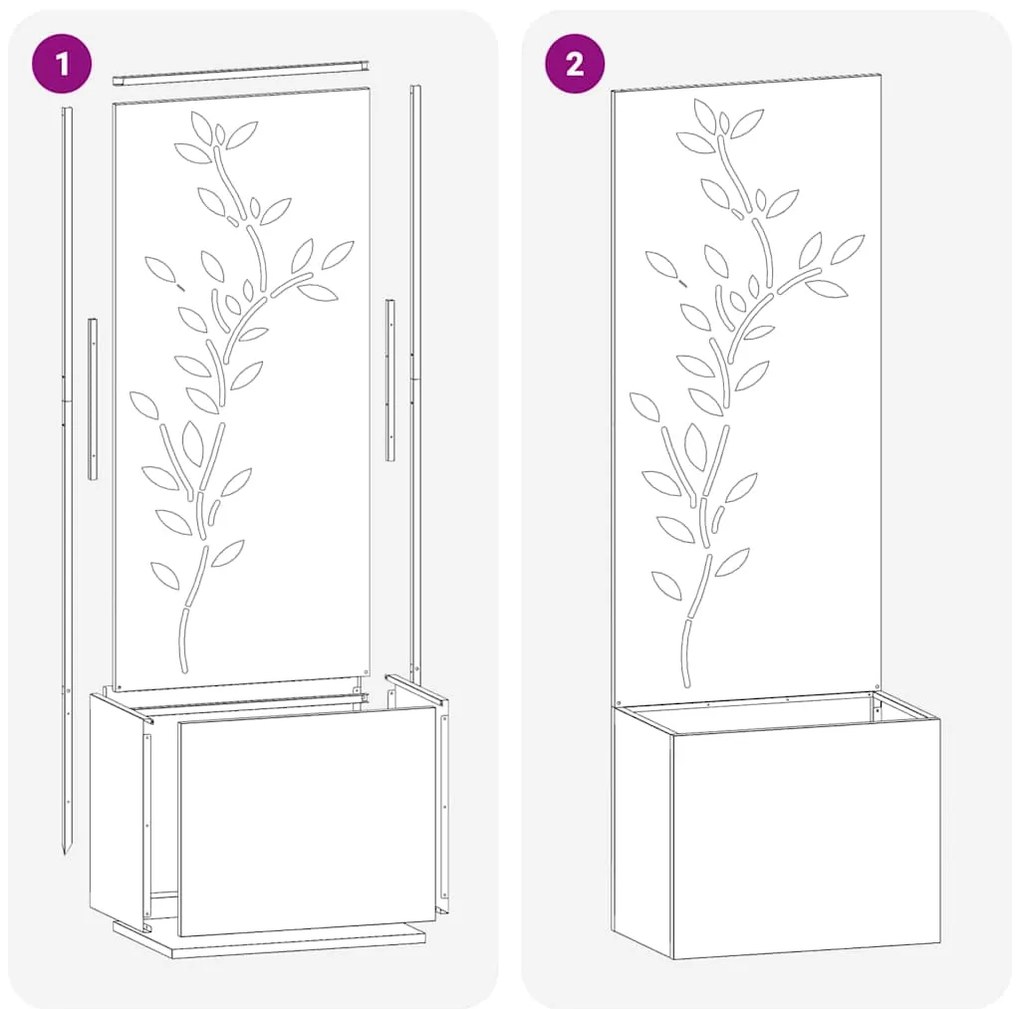 Vaso de Jardim com Painel Decorativo Preto 50 x 140 cm