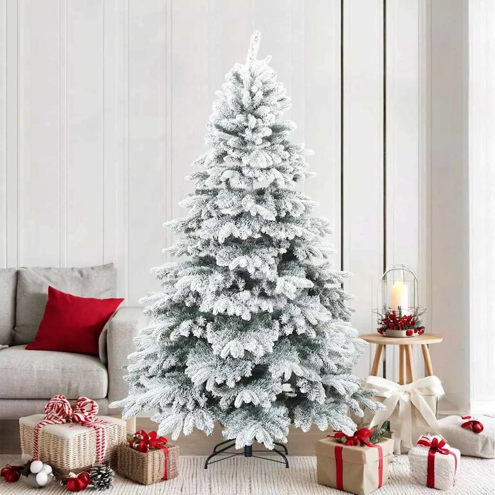 vidaXL Árvore de Natal Artificial Articulada Nevado Flocked Branco