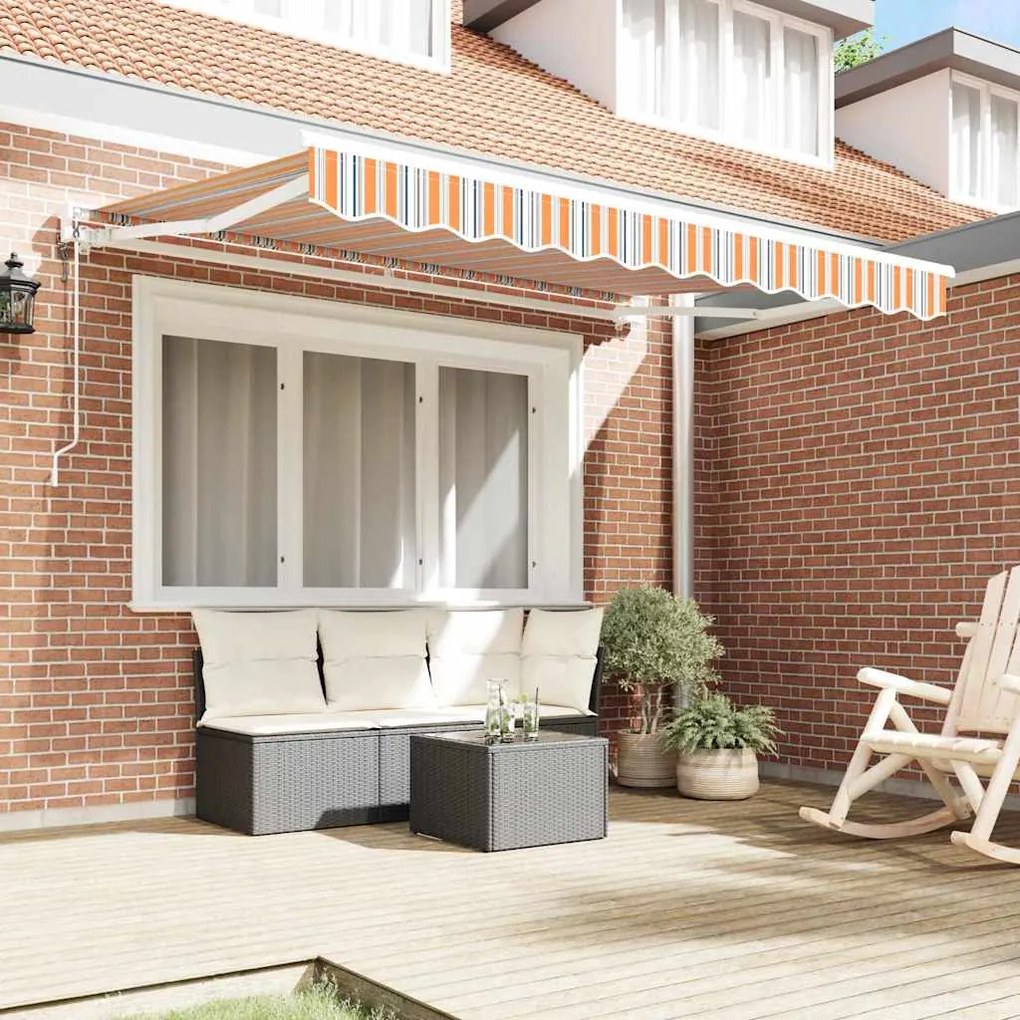 Toldo Retrátil Manual Azul Marinho 350x200 cm Tecido