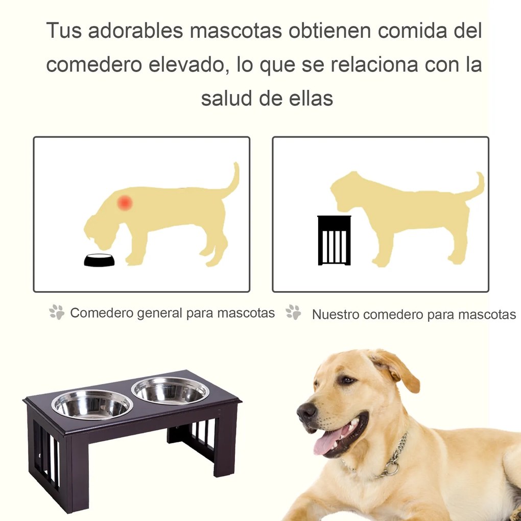 PawHut Comedouro Elevado para Cães com Suporte e 2 Tigelas Amovíveis d