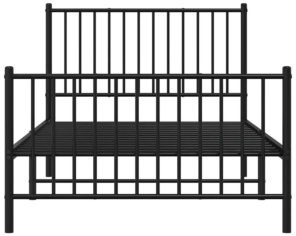Estrutura de cama com cabeceira e pés 100x190 cm metal preto