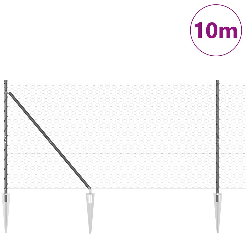 Cerca Hexagonal vidaXL Cinza 1,4x10 m Aço