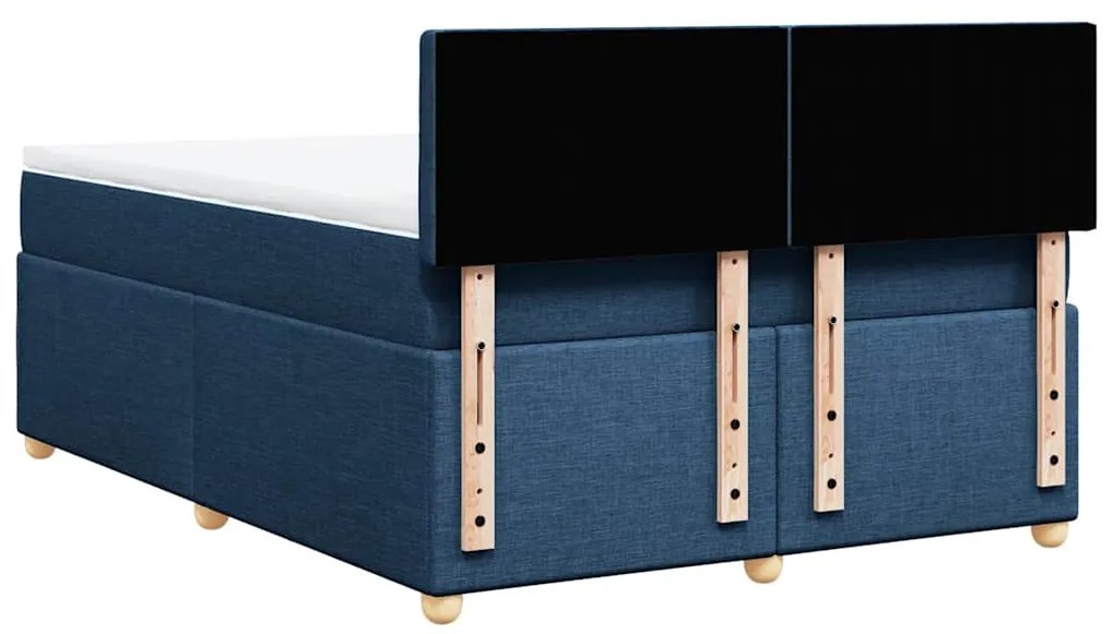 Cama com molas/colchão 140x190 cm tecido azul