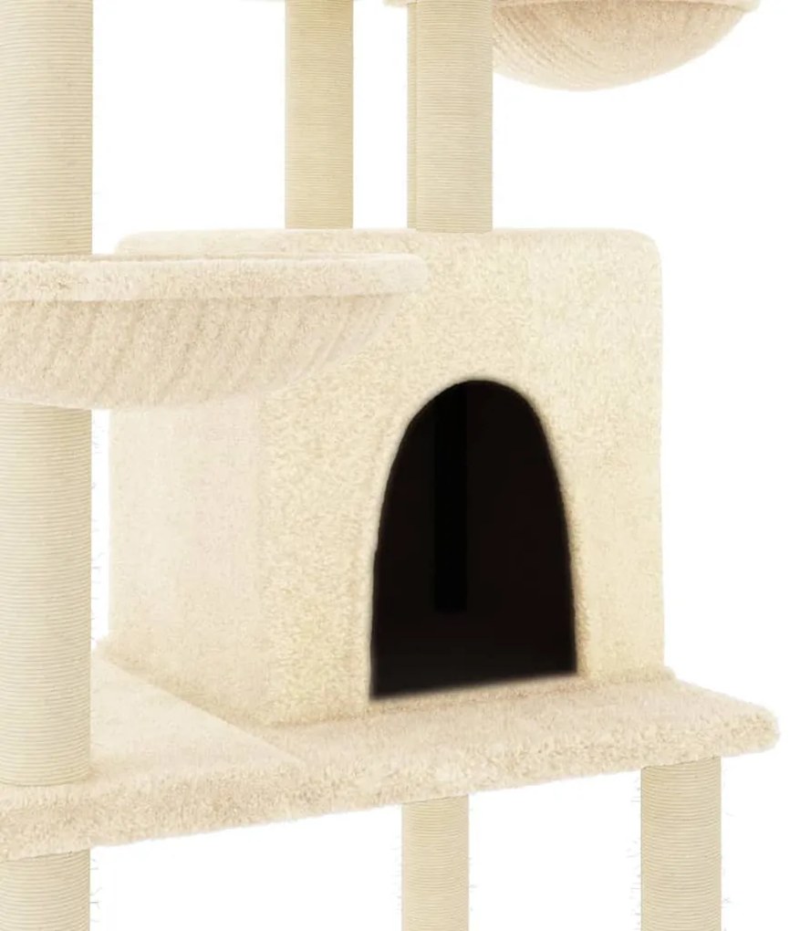 Árvore para gatos c/ postes arranhadores sisal 180 cm cor creme