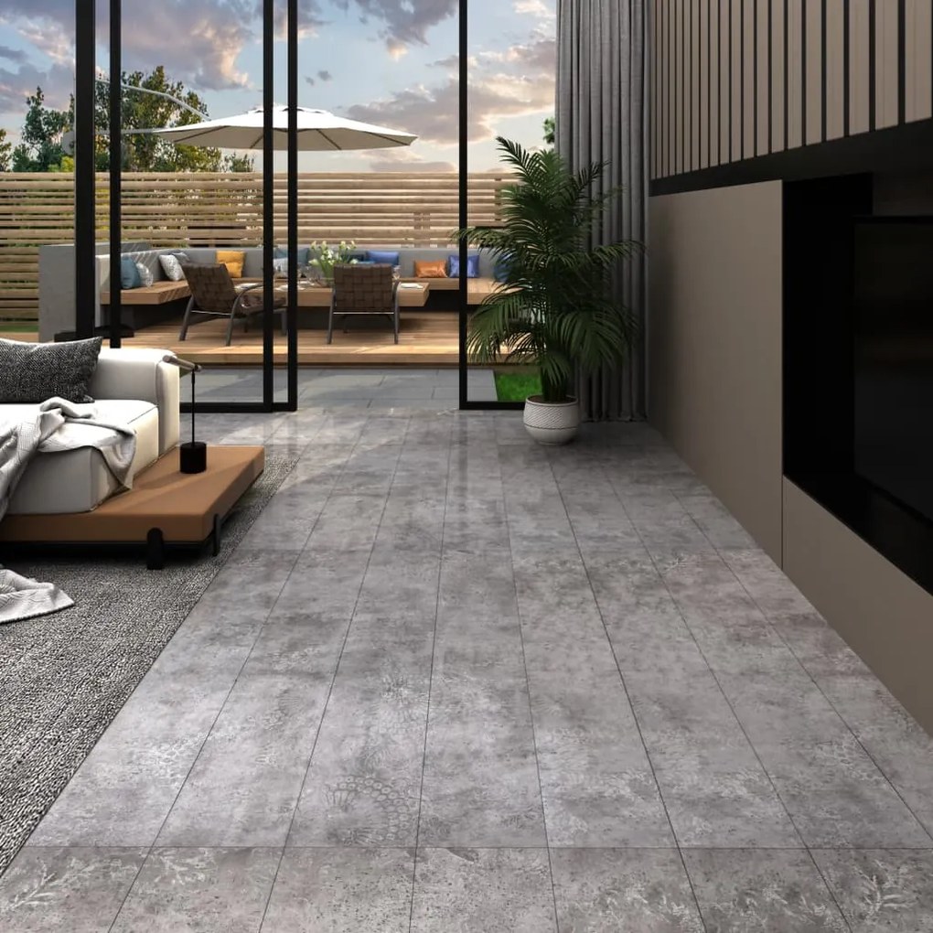 330193 vidaXL Tábuas de soalho PVC autoadesivo 5,21 m² 2 mm cimento cinzento