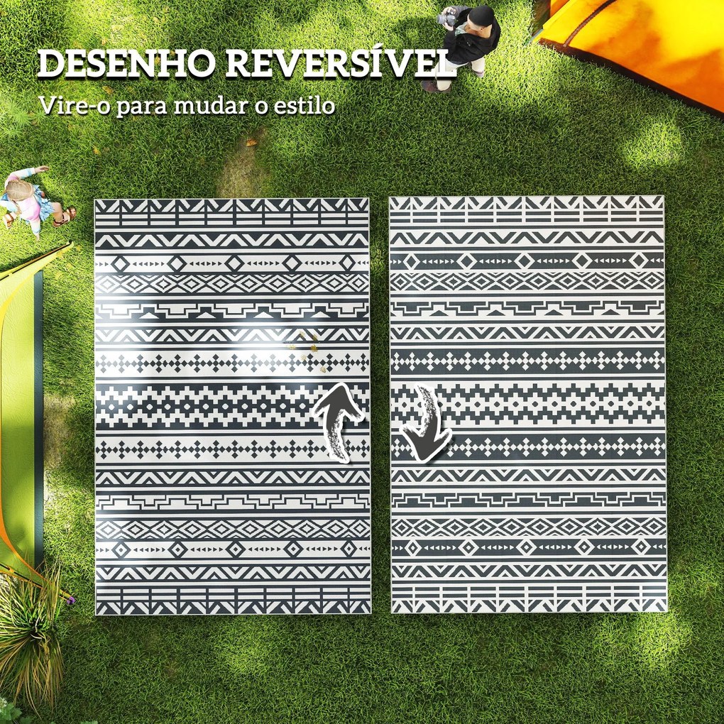 Tapete de Exterior 182x274 cm Tapete Reversível com Desenho Geométrico