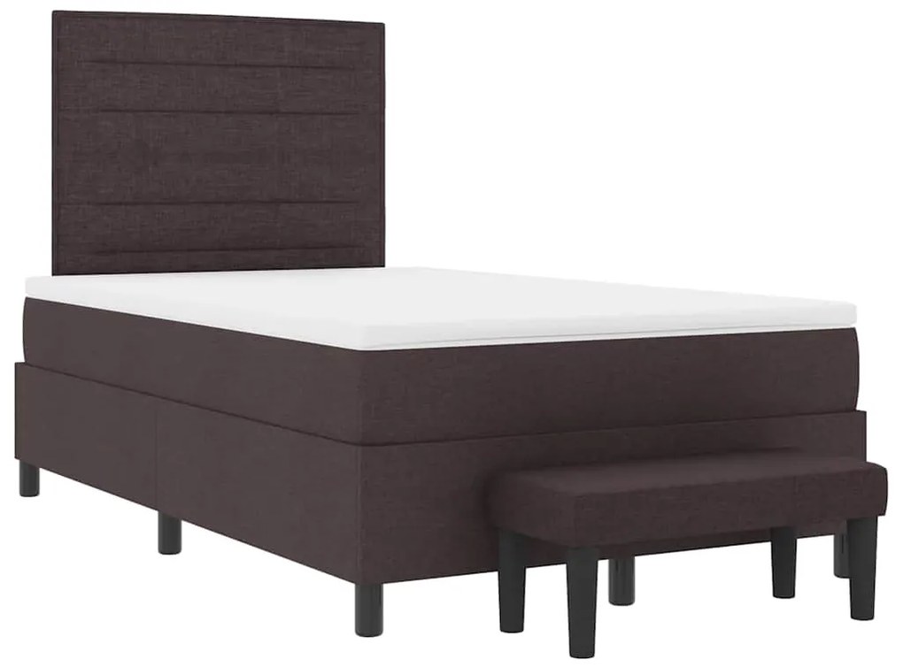 Cama Box com Colchão &amp; Banco Castanha 120x200 cm Tecido