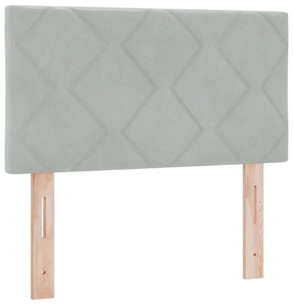 Cabeceira Cinza Claro com Design de Diamante da – 80cm de Veludo