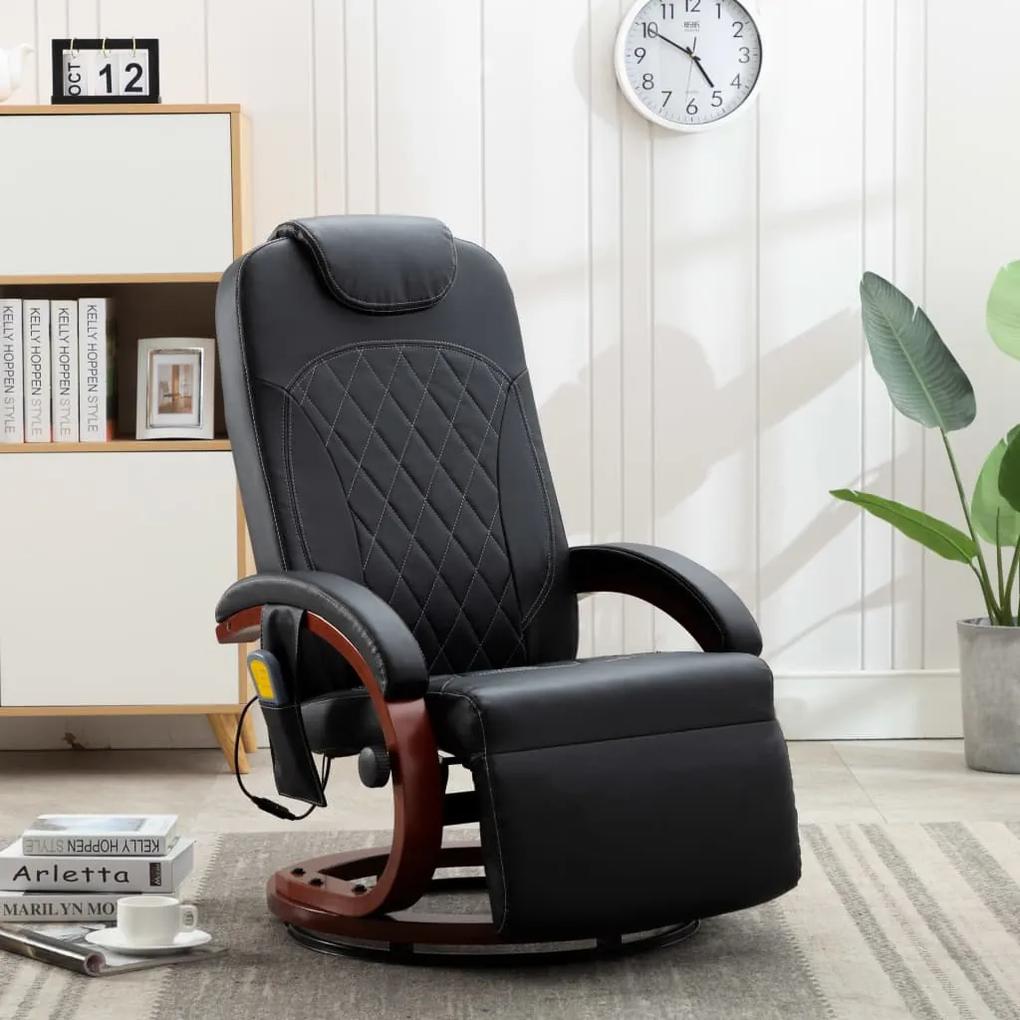 Cadeira de massagens reclinável TV em couro artificial preto