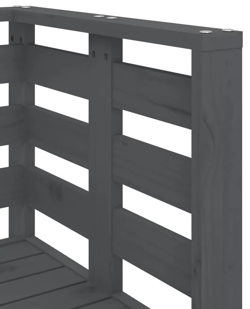 3 pcs conjunto lounge de jardim madeira de pinho maciça cinza