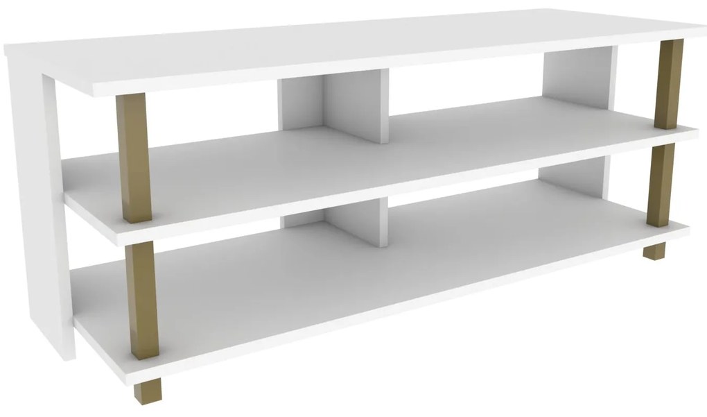Móvel TV Pueblo – Ouro e Branco – 120 cm x 44,6 cm x 47,4 cm