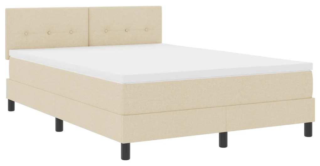 Cama Box Spring com Colchão Creme 140x200 cm Tecido