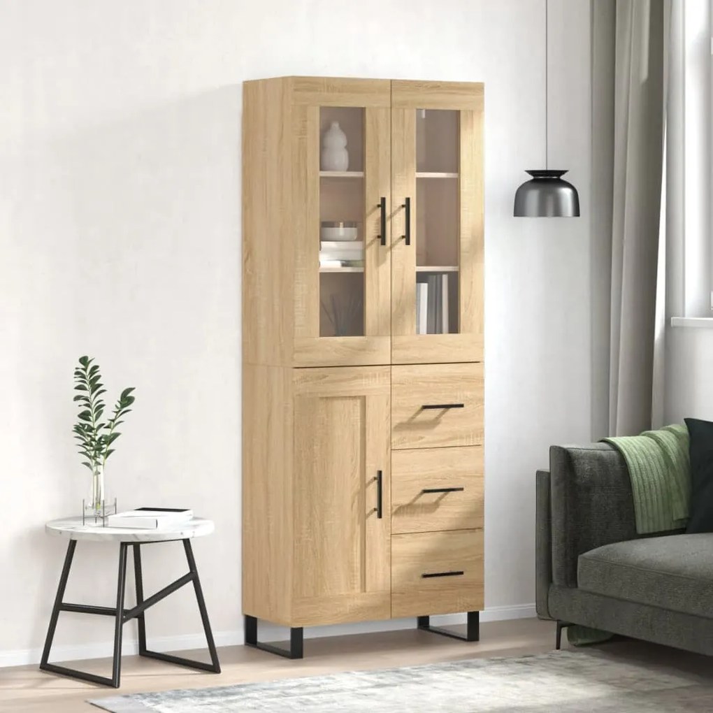 vidaXL Armário alto 69,5x34x180 cm derivados de madeira cor sonoma