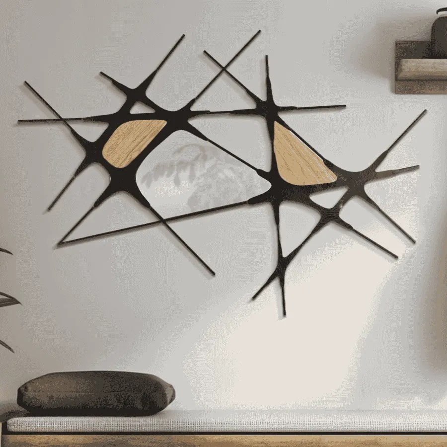 PAINEL DE PAREDE DE FERRO ABSY 114X2X80 CM PRETO E CASTANHO