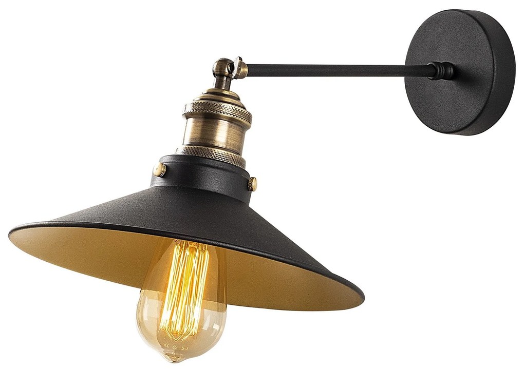 Aplique de Parede Saglam – Preto e Dourado – 25 x 40 cm