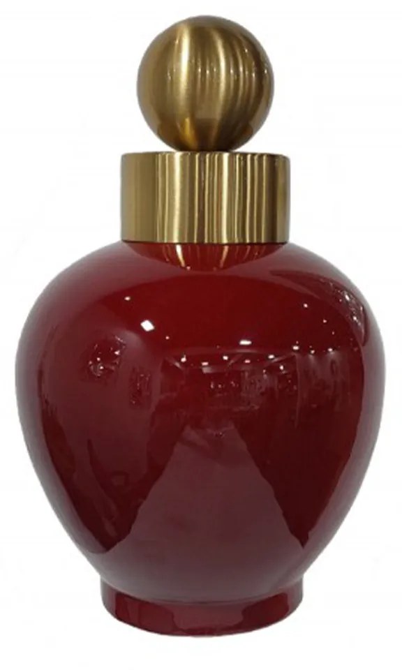 Frasco Decorativo Bordeaux E Dourado 21X21X33CM
