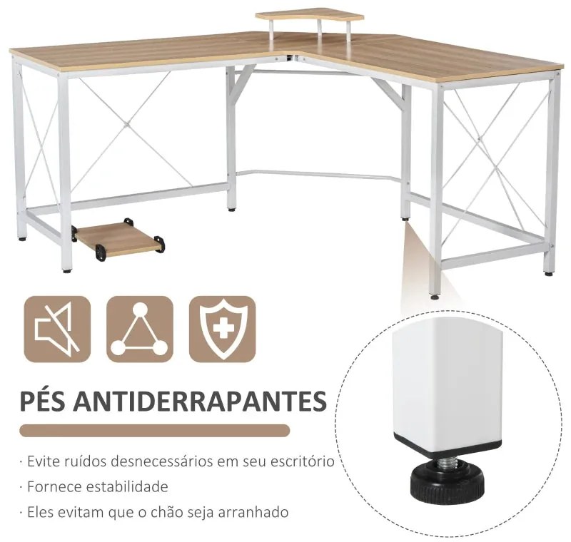 Secretária Trendy - Carvalho/Branco - Design Minimalista