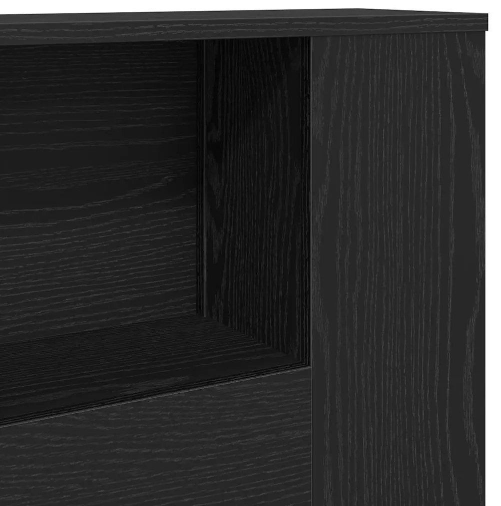 Cabeceira de Cômoda vidaXL em Carvalho Preto - 180x18.5x102.5 cm